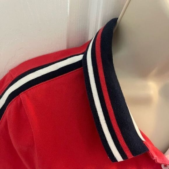Vintage Nautica Polo. Red with navy trim. Size L. Fits like Medium - Picture 2 of 5